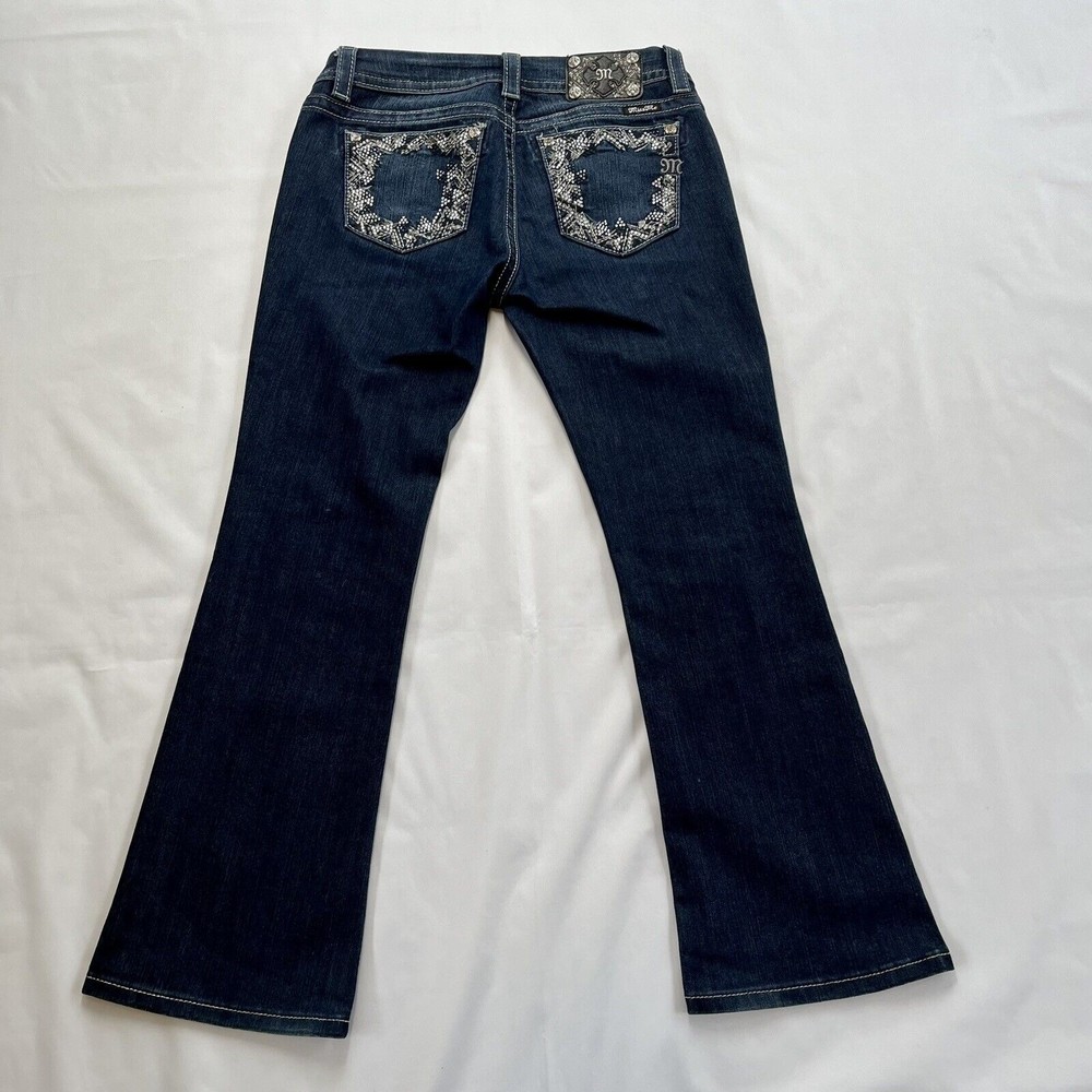 Miss Me Blue Jeans Mid Rise Easy Boot Worn Once 28 Womens Dark Wash Sequins